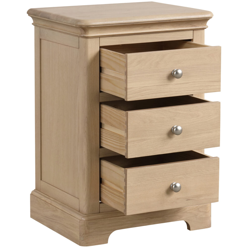 Lyon Oak 3 Drawer Bedside Table